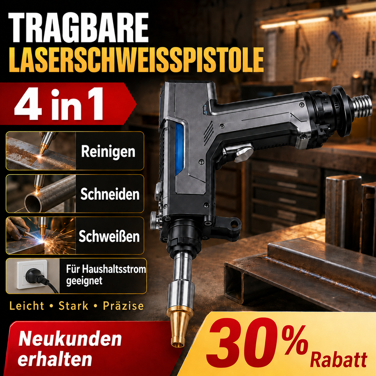 4-in-1 Laserschweißgerät – Schweißen, Schneiden, Reinigen & Entrosten