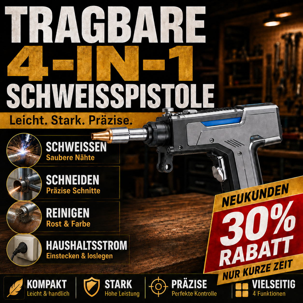 4-in-1 Laserschweißgerät – Schweißen, Schneiden, Reinigen & Entrosten